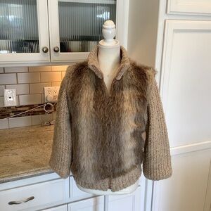 Vintage Lord & Taylor Fur Sweater Jacket Zip Size 4